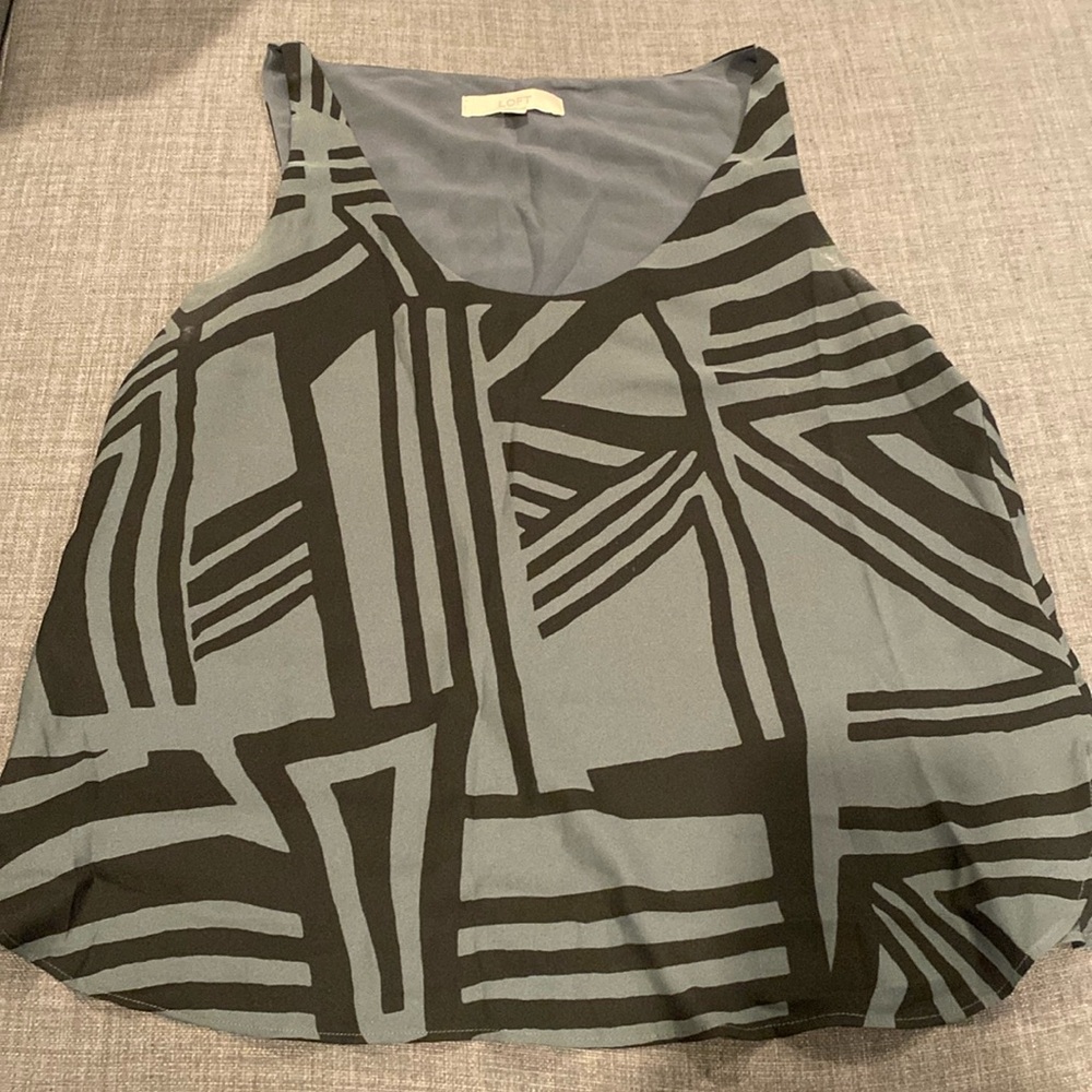 LOFT black and grey printed top